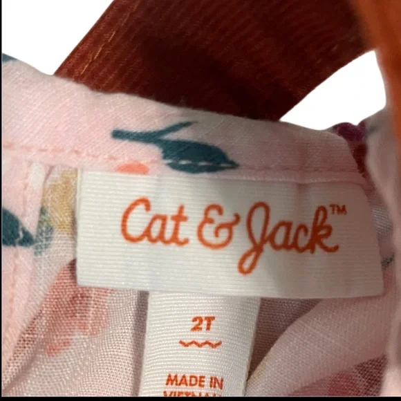 Cat & Jack Floral Top with A Rusty Brown Corduroy Suspender Skirt - Picture 6 of 13